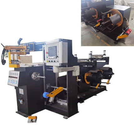 Machine automatique de remontage de feuilles pour bobines de transformateurs avec feuille de 300 mm de largeur et deux décoillages de feuille